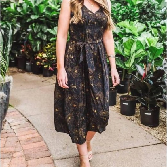 Bishop + Young - Double V-Neck Belted Maxi In Navy Size XS - Picture 8 of 8